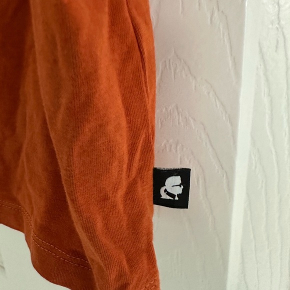 Karl Lagerfeld Orange Studded pocket Roll tab sleeves t-Shirt size XL - Picture 2 of 4